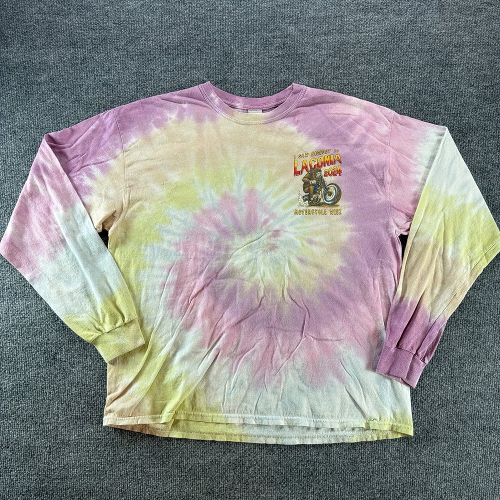 Colortone Laconia Motorcycle Week 2024 Bigfoot Tie Dye Biker Shirt XL Hippy Long